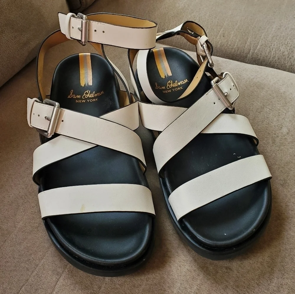 Sam Edelman Women Eleanora Sandal Shoe Size 7 Lug Sole Leather Ankle Strap